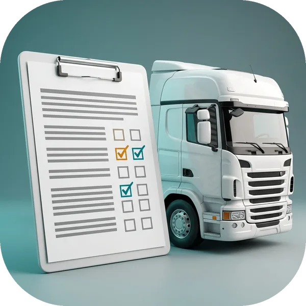 Case Studies tile: a lorry beside a clipboard checklist