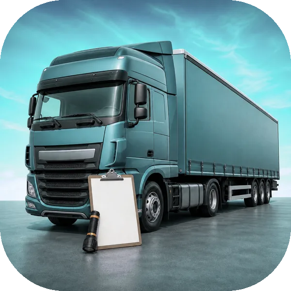 Driver Tools tile: a lorry beside a clipboard with a stopwatch
