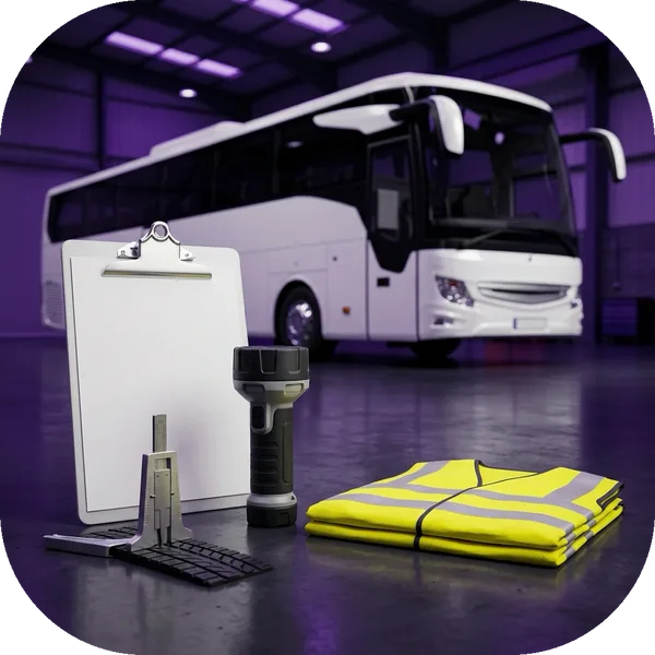 Driver Tools tile: a bus beside a checklist and stopwatch
