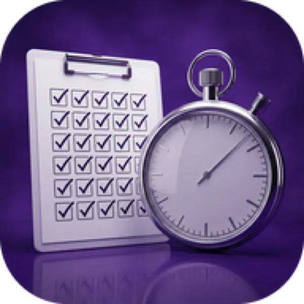 Mock Test tile: a stopwatch beside a clipboard of ticked answers