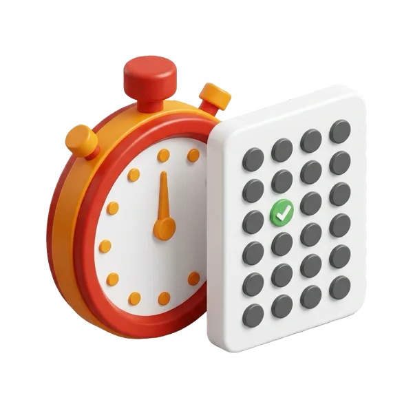 Mock Test tile: a stopwatch beside an answer grid