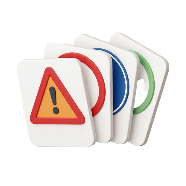 Practice tile: a fan of traffic sign cards