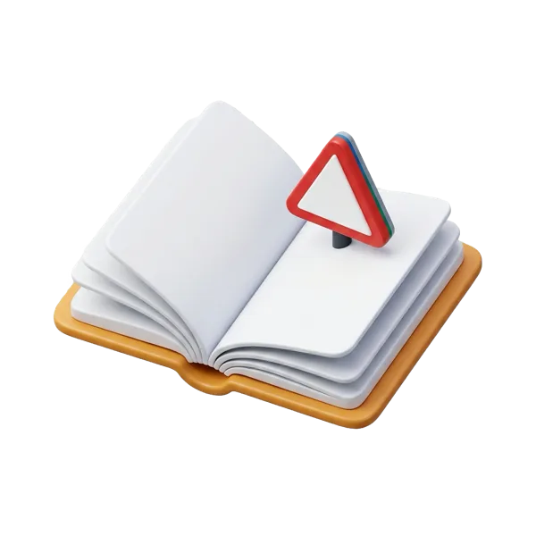 Study tile: an open book with a warning triangle