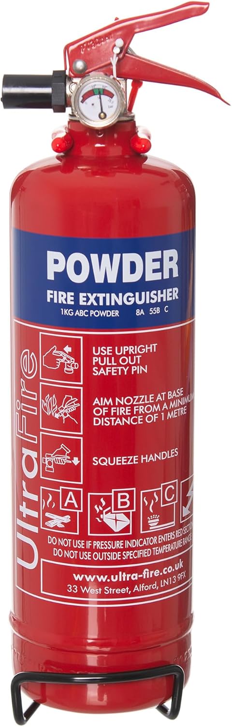 UltraFire 1kg Powder Fire Extinguisher (BS EN3 Kitemarked)